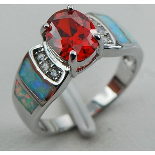 Garnet White Opal 925 Sterling Silver Ring Size 6 7 8 9 10 R1255