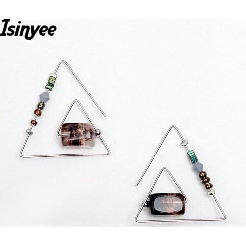 ISINYEE Fashion Natural Stone Statement Earrings For Women Bijoux Vintage Handmade Geometric Ethnic Punk Jewelry Wholesale