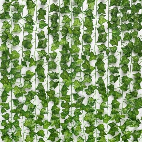 Ivy Leaf Vine Artificial 6.8ft Green Leaves Hanging Garland Fake Foliage Flowers Home Kitchen Garden Office Wedding Wall Decor