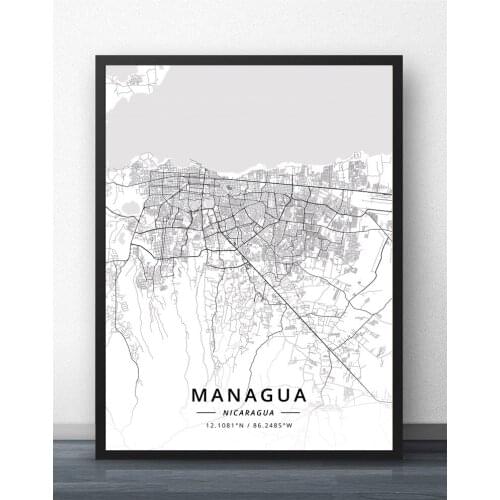 Managua Nicaragua Map Poster