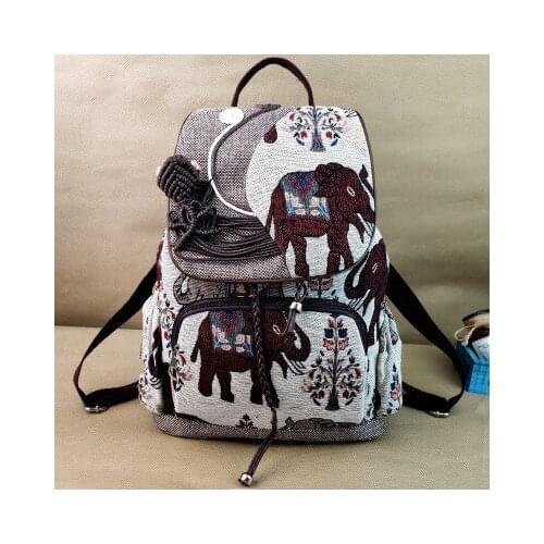 Nice bohemian string appliques women shopping backpacks!Hot national animal prints lady hasp backrack All-match canvas backruck