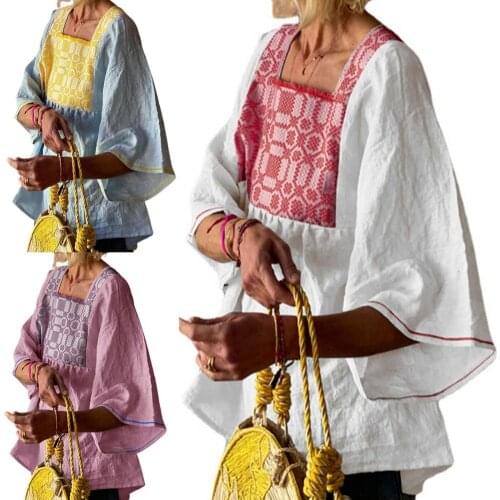 Summer Casual Tops Cotton Linen Printed Half Sleeve T Shirt Women Sexy Loose Fashion Short-sleeved Shirts Pullover Vintage Tops