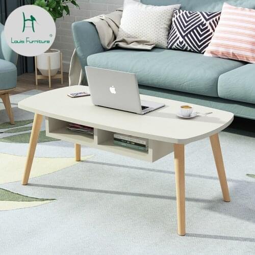 Louis Fashion Simple Nordic Coffee Table Small Type Simple Solid Wood Living Room Multi Functional Mini