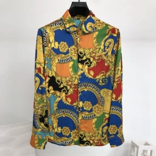 2021 21ss new fashion famous crown leopard royal floral cotton print shirts clothing brand for men luxury long sleeve designer