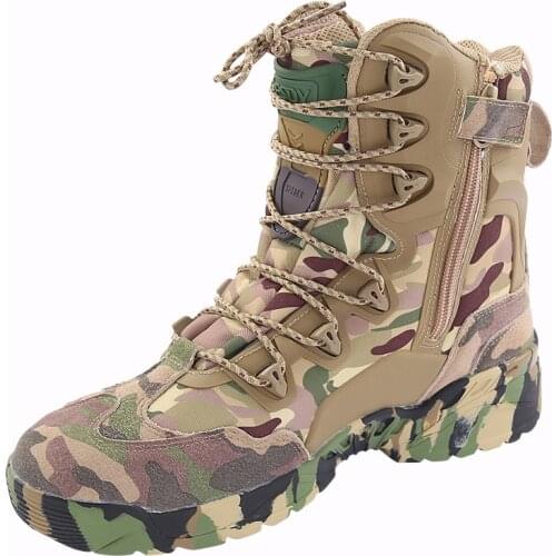 Men Outdoor Tactical Combat Boots Breathable Anti-Piercing Anti-Collision Wear-Resistant Waterproof Camouflage Climbing Shoe