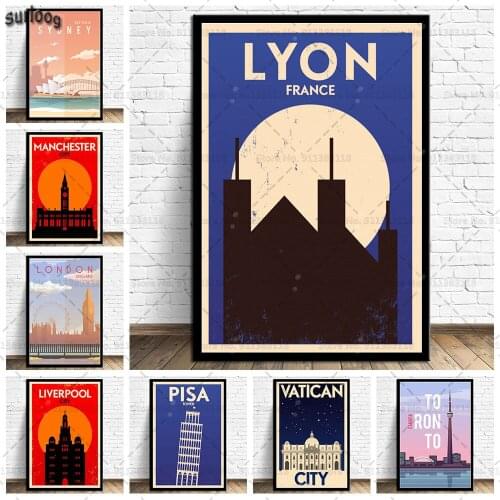 World Travel Wall Art Poster Sydney Taksim Tel Aviv Toronto Vatican Pictures Prints Canvas Painting for Living Room Home Decor