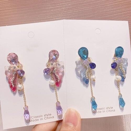 New Product Small Fresh Asymmetric Butterfly Drip Glaze Wings Pendant Earrings Sweet Cute Fairy Asymmetric Flowers Women Jewelry