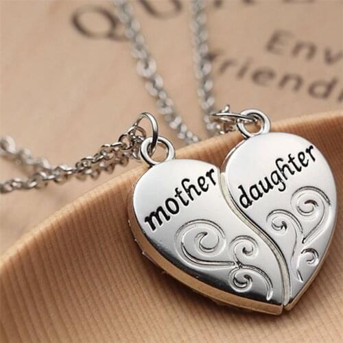 PENGBIN Mother And Daughter Love Heart Letters Necklace Creative Stitching Pendant Necklace Jewelry For Mothers Day Gift