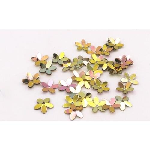 350pcs/10g 10mm Golden Flower Sequins Sewing Five Finger Flower Paillettes DIY Sewing Wedding Lentejuelas Craft Women Garments