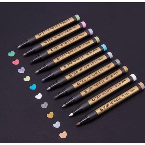 10 Colors Fine Metallic Markers Paints Pens Art Permanent Writing Markers for Photo Album Gift Card DIY Craft Kids