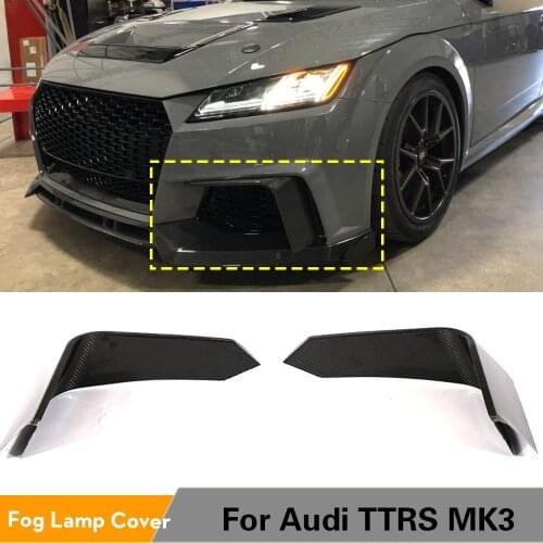 2PCS Fins For Audi TTRS MK3 2Door Coupe 2016 2017 2018 Front Bumper Fins Canards Body Kits Carbon Fiber / FRP