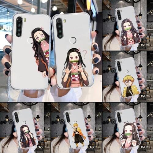 Demon slayer Kamado Nezuko Phone Case Transparent For Xiaomi Redmi Note 7 7A 8 8T 9 9A 9S 10 K30 Pro Ultra transparent painting