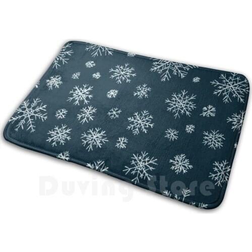 Psychedelic Blue Christmas Trippy Snowflake Pattern Karen - Anne Geddes Soft Non-Slip Mat Rug Carpet Cushion Snow Flake