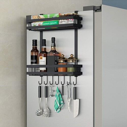 Refrigerator Side Storage Rack Fridge Shelf Cupboard Organizer Kitchen Cabinet Space Saving Refrigerator Hanging Storage Rack