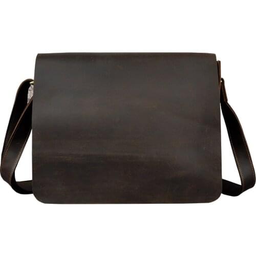 New Fashion Real Leather Male Casual Messenger bag Satchel cowhide 14" Laptop Bag Cross-body Shoulder bag For Men A063