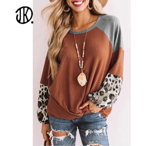 High Street Style Leopard Print Patchwork T-shirt Spring/Autumn Long-sleeve Casual Top Fashion Loose T Shirt Oversize Streetwear