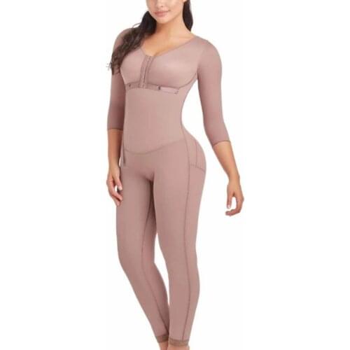 Woman Long Sleeves Full Body Shaperwear Weight Loss Postpartum Shaper Post Liposuction Bodysuit Side Zipper