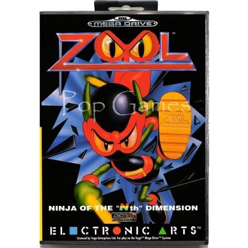 Zool with Box for 16 bit Sega MD Game Card for Mega Drive for Genesis Video Console