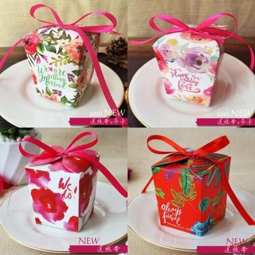 100pcs New European charming Flower wedding Candy Box Party Wedding Favor Bomboniera gift box