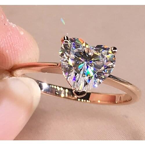 10K Au417 Rose Gold Women Ring Moissanite Diamonds 1 2 3 4 5 Carat Heart Classic Wedding Party Engagement Anniversary Ring Cute