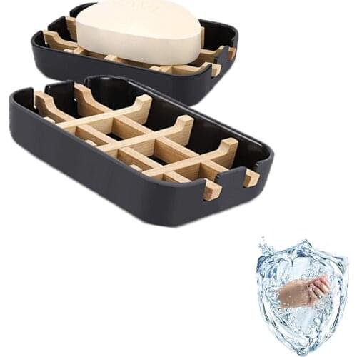 2Pcs Soap Dish Bamboo Fiber Soap Tray Eco-Friendly Shower Soap Dish Hand Made Natural Wooden Soap Holder for Bathroom Kitchen