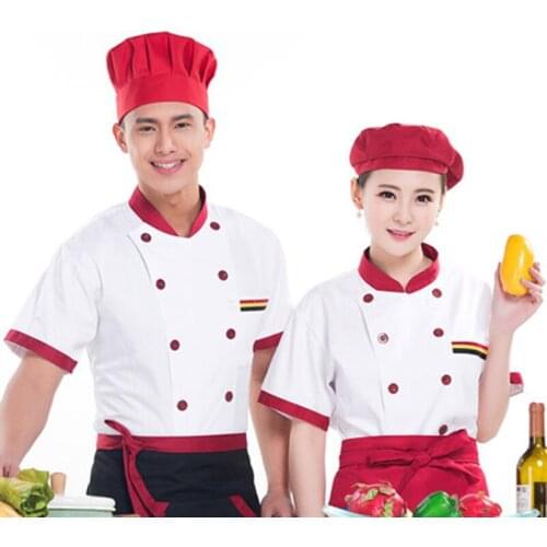 2017 New arrive short-sleeved chef clothing uniforms breathable clothes summer clothing work services kitchen food service
