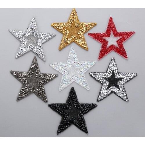 3Pcs Star Crystal Rhinestone Patches DIY Motif Iron on Patches Applique Badge For Heat Transfer Clothing Shoe Bag Sticker