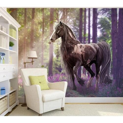 Custom horse wallpaper 3D, forest horse murals for the living room TV background wall waterproof fabric papel de parede