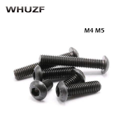50pcs/100pcs M4 M5 yuan cup Half round pan head black grade 10.9 carbon Steel Hex Socket Head Cap Screw