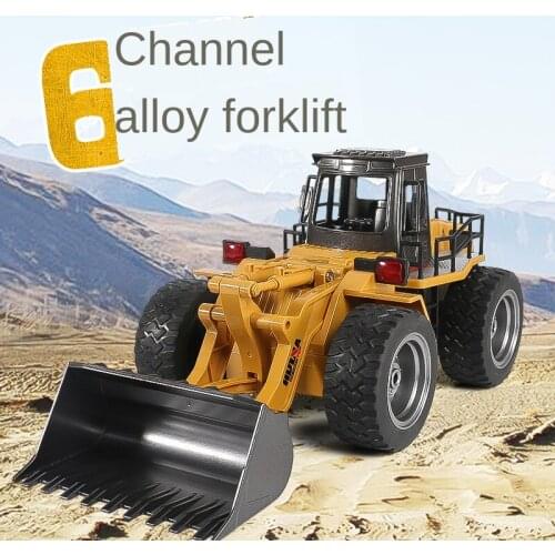 6 CH With LED Light Alloy Version Loading Bulldozer 2.4G Wireless Remote Control Engineering Bulldozer Childrens Toy