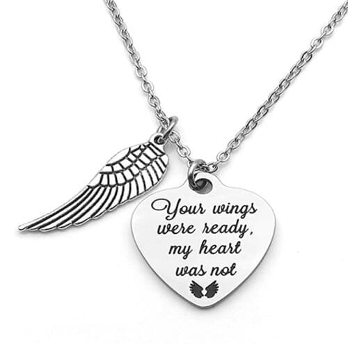 Stainless Steel Memorial Jewelry Your Wings Were Ready My Heart Was Not Heart Necklace Memorial Gift Dropshipping