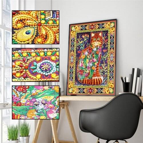 DIY Diamond Painting Alien Diamond Flower Cat 5D Embroidery Painting Mosaic Decorative Sticker