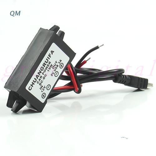 Car Power Adapter DC 12V to 5V 3A 15W Waterproof DC Converter Mini USB 13MF