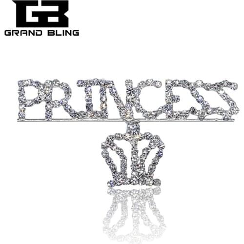 Blingbling Clear Rhinestone Brooch "PRINCESS" Word Lapel Pin Gift