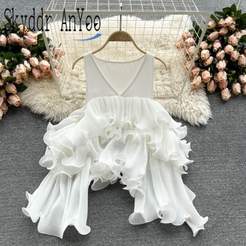 Women Blouses Fashion 2021 Summer Haut Femme V-Neck Top Women Irregular Ruffled White Shirt Chic Tunics