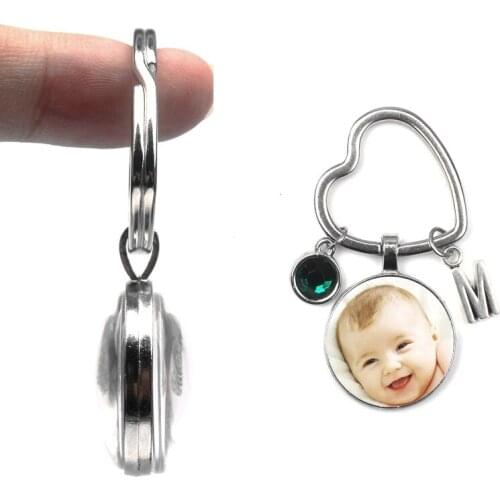 Personalizeds Heart-shaped Keychain Loved One Photo Your Baby Child Mom Dad Pendants Custom Grandparent Gift Family Member Gift