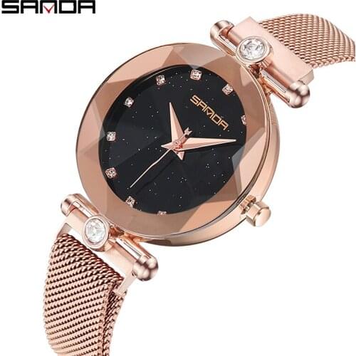 2019 Luxury Brand lady Crystal Watch Women Dress Watch Fashion Rose Gold Quartz Watches Female Stainless Steel Wristwatches P256