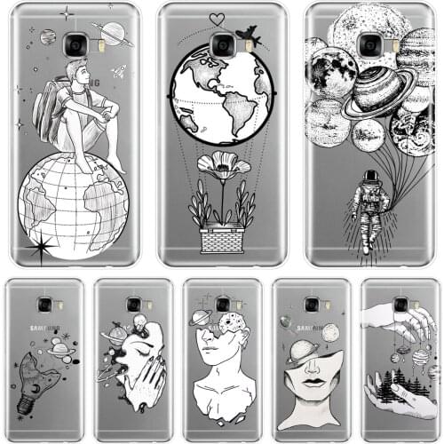 For Samsung Galaxy C5 C7 C8 Case Silicone Soft Art Space Star Astronaut Men Girl Back Cover For Samsung C5 C7 C9 Pro Phone Case