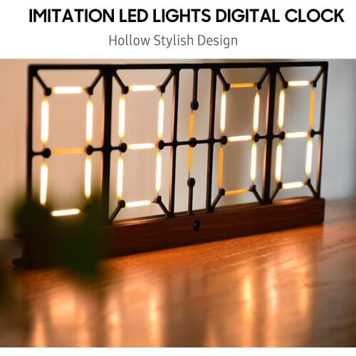 Imitation Lights Digital Clock Glow Clock Hollow LED Clock Fluorescent Desk Clock Semi-Finished Kit Adjustable Brightness