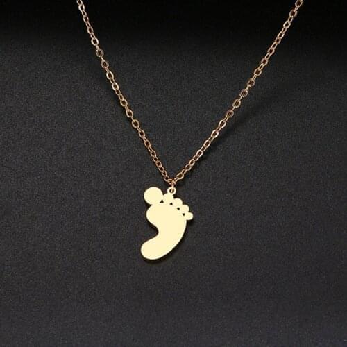 European And American Jewelry Small Cute Foot Necklace Lady Stainless Steel Doll Pendant