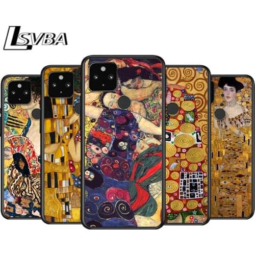 Gustav Klimt Fashion for Google Pixel 5 Pixel 4a 5G Pixel 4a Pixel 4 Pixel 4 XL Silicone Soft Black Phone Case Cover