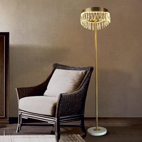 Crystal floor lamp postmodern American luxury villa duplex building club bedroom lamp vertical living room floor lamp