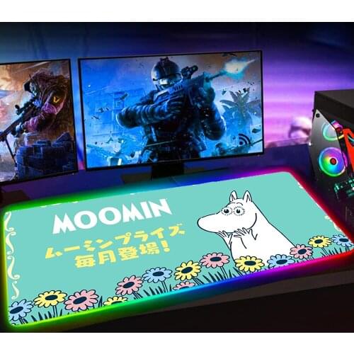 Rgb XXL Alfombrilla Raton Cartoon Cute Hippo Moomines Computer Gaming Accessiores Mause Pad Backlit Mat Mausepad Tappetino Mouse