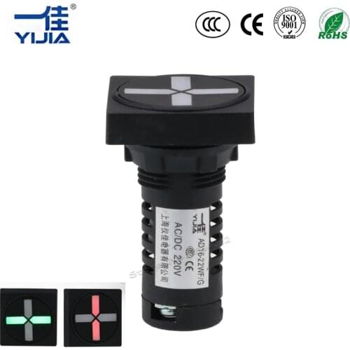 22mm mounting hole isolating switch position round indicator lights signal lamp square AD16-22WF/G 12V 24V 36V 48V 110V 220V