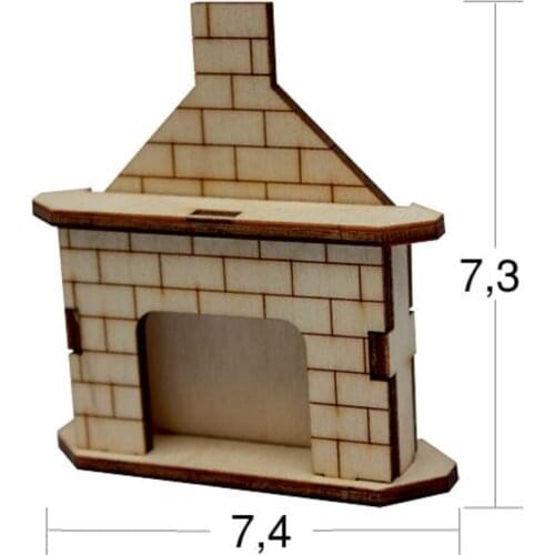 MN25 Miniature Fireplace, Dyeable Raw Wood Miniature