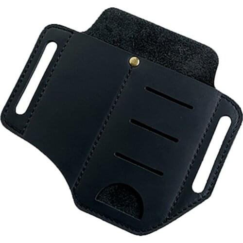 Multifunctional EDC Leather Sheath Waist Holster Belt Loop Holder Pouch Storage Pocket Bag For Flashlight Tactical Pen Pliers