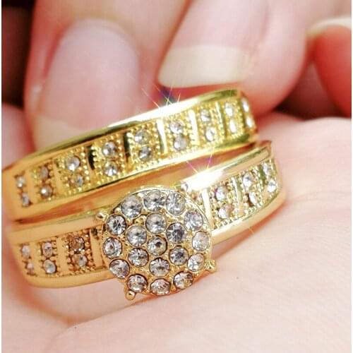 2pcs/set Fashion Zircon Rings Set For Women Accessories Jewelry Wedding Engagement Rings Gold Color Luxury Women Rings