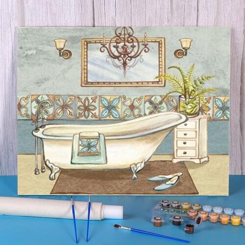 Landscape Town Seaside DIY Painting By Numbers Kit Acrylic Paints 40*50 Canvas Painting Wall Paintings For Kids Handicraft