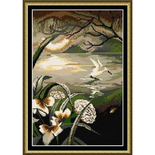 14/11/22/25/28/18/16CT lovely classical 18CT 16CT 14CT counted cross stitch kit moonlit swan in lake, moonlight swan