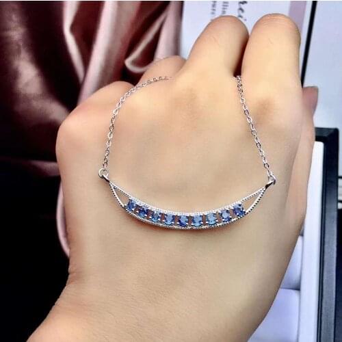 Natural And Real Sapphire pendant Necklace Free shipping Natural real sapphire 925 sterling silver Pandant